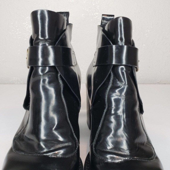 Arrichi Anthropologie Booties Black Patent Leather Heel Boots Womens Size 7 B - Picture 3 of 15